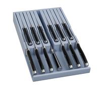 Domax Bamboo In-Drawer Knife Block Kitchen Knife Organizer Insert for 12 Knives and 1 Sharpening Steel(Not Included), Steak Knife Holder, Gray