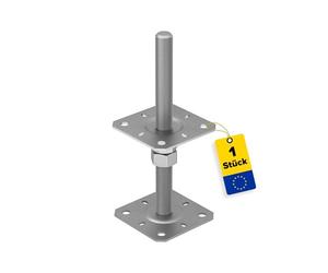 Domax DMX - Height-adjustable post support 50 to 200 mm - Screw-on post support - Support base - Post anchor - Screw-on sleeve - Anchor - Threaded rod M20-250 mm - Anchor plate 130x130x3 mm