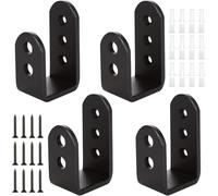 Domchan 2x4 Door Barricade Brackets (4 Pack) - Heavy Duty U-Shaped Security Bar Brackets for Reinforcing Doors on Homes, Garages, Barns, Sheds & Gates - Includes Mounting Hardware