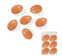 Domchan 6PCS Wooden Nest Eggs - Realistic Brown Fake Eggs for Chicken Coop, Home Decor, Easter Crafts, and Decorative Displays
