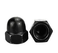 Dome Cap Nuts,304 Stainless Steel Nylon Brass Acorn Nut Hex Head Cap Metric Dome Cap Nuts Black White Nickel Plated Steel M3M4M5M6M8M10M12~M36(Black Steel-M8 (5Pcs))