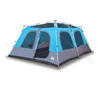 Dome Family Tent 10 People Blue Quick Release 190T Polyester Waterproof 430 x 315 x 200 cm with E Connection and Removable Fly for Camping Trekking Outdoor Adventure