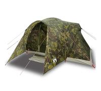 Dome Family Tent 6 Person Camouflage Pattern Waterproof with E-Connection, 375 x 225 x 176 cm, Polyester PU-Coated, Lightweight Camping Tent with Removable Fly for Outdoor Hiking Trekking