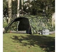 Dome Family Tent 6 Person Camouflage Pattern Waterproof with E Connection, Removable Fly Tent, Polyester 185T, 494 x 370 x 190 cm, Ideal for Camping, Outdoor, Trekking, Festival