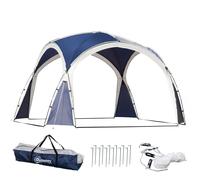 Dome Gazebo Shelter PU-Coated Polyester Blue/Grey 3.5x3.5m Party Tent w/pegsbag
