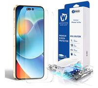 DOME GLASS Whitestone [Perfect Full Coverage] Tempered Glass Screen Protector for iPhone 14 Pro with UV lamp [2Pack]