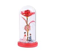 - Dome Lamp - LED Romantic Eternal Flower Ornament, Preserved Rose Decoration, Battery Operated | Glass Dome Display for Bedroom, Valentine's Day, Home Decoration