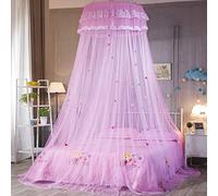 Dome Mosquito Net Double Bed Canopy, Princess Hanging Bed Tent Gift Decorative Patch for Child Baby Bed Ideal for Bedroom Decorative-Pink