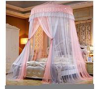 Dome Mosquito Net for Double Bed Queen&King Size Full Coverage Bed Canopy Curtain Mosquito Nettings Grey Pink(Height:2.7M)