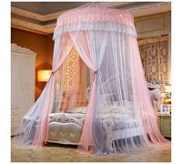 Dome Mosquito Net for Double Bed Queen&King Size Full Coverage Bed Canopy Curtain Mosquito Nettings Grey Pink(Height:2.7M)