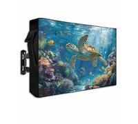 DOME-SPACE Modern Ocean Tropical Turtle Coral Outdoor TV Cover for Outside Flat Screen Televisions, Underwater Animal Weatherproof TV Screen Protector with Zipper for 40 to 43 Inch Screens