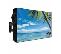DOME-SPACE Summer Coastal Beach Sea Blue Sky Outdoor TV Cover for Outside Flat Screen Televisions, Palm Tree Landscape Weatherproof TV Screen Protector with Zipper for 52 to 55 Inch Screens