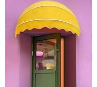 Dome Style Window Awning,Collapsible Hemispherical Door Canopy,Arc Awning,Manual Retractable Rain Canopy,UV Rain Snow Protection Water-Resistant Shelter,for Patio Entry (Yellow,Diameter:120cm)
