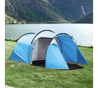 Outsunny 3 Man 2 Room Tent Camping Tent With Living Area Air Vents Blue