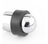Dome Topped Floor Mounted Door Stop in Polished Chrome - 48x28mm - Rubber Stopper Protector