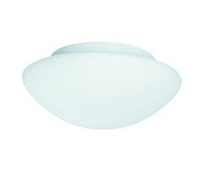 Domed Bathroom Flush Ceiling Light With Opal Glass. 23Cm