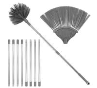 Domed/Fanshaped Cobweb Duster with 4 Meters Telescopic Long Handle, High Reach Extendable Duster Brush Kit for Cleaning Cobwebs Ceilings Fans Furniture Wall Window Car Indoor Corner
