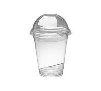(Domed Lid with Hole, domed_15oz_x25) Smoothie Milkshake Cups Lids 10oz 12oz 15oz Clear Plastic Domed Pet Reusable