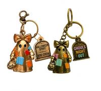 Domefahaso Vintage Ghost Keychain, Halloween Bag Key Charm Accessory | Retro ghost alloy keyring with tombstone tag, solid build, nice wearable accessory for Halloween
