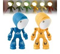 DomeHaven 2026 New LED Mini Night Light, Lonely Robot Cartoon Cute Robot Design Companion Table Light, Creative Robots Table Lamp for Bedroom, Office, Desk Decor (2PCS A)