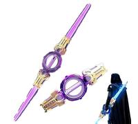 DomeHaven Light Up Sword for Adult Kids, Fire Spin Sword Double-Edged Lightsaber, Double-Headed Telescopic Expandable Light Swords Toy for Christmas Cosplay Parties Display (Purple-Gold)