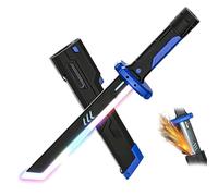 DomeHaven Sparkblade Sword with Sparks, 17.3" Spark Sword with Multicolor LED Lights and Sound Effects, Rechargable Light Up Swords Xmas Gifts for Home Display Party Halloween Cosplay (Blue)