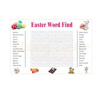 DOMELIFE Easter Word Search Poster, Large 35.4“ × 23.6” Holiday Word Search Wall Poster for Family Parties, Classroom & Office (30 Holiday-Themed Words)