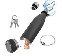 Domemit Beach Safe for Valuables, Diversion Water Bottle Stainless Steel with Hidden Compartment, Beach Travel Safe for Keys, Cash, Earphone, Leak Proof Insulated Bottle for Hot and Cold Drinks Black