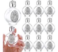Domensi 12 Pcs Glass Holy Water Bottles, 0.5 Floz Embossed Glass Travel Empty Bottles Girls Little Bottle, Church Decorations for Home Wedding Baptism, Portable Party Favors, Immaculate Heart of Mary