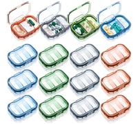 Domensi 16 Pack 3 Compartment Travel Pill Organizer Portable Pill Case Small Box Container for Pocket Daily Medicine Vitamin Holder Dispenser