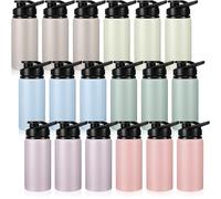 Domensi 18 Pack Aluminum Water Bottle Bulk Reusable Water Bottle, Lightweight Easy Carry Leakproof with Snap Lid Travel Bottles, for Gym Outdoor Sports Cycling Camping Fishing (17oz,Morandi Colors)