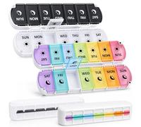 Domensi 2 Pack Weekly Pill Organizer 2 Times a Day Am Pm Magnetic Foldable Travel Pill Case Dual Protection Large Capacity Daily Medicine Box for Vitamins Fish Oil Supplements