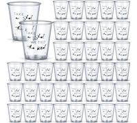 Domensi 200 Pieces Plastic Shot Clear Glasses 2 oz Take a Shot We Tied The Knot Disposable Mini Shot Glasses Bulk Wedding Favors Cup Tumbler for Adults Men Women Gifts(Black)