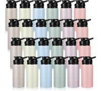 Domensi 24 Pack Aluminum Water Bottle Bulk Reusable Water Bottle, Lightweight Easy Carry Leakproof with Snap Lid Travel Bottles, for Gym Outdoor Sports Cycling Camping Fishing (20 oz,Candy Colors)