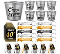 Domensi 30 Sets 40th Birthday Party Favors for Guests Bulk Include Cheers to 40 Years Short Cups Beer Bottle Opener Keychains Thank You Cards with Gift Bags and Ropes for Birthday Party Gifts