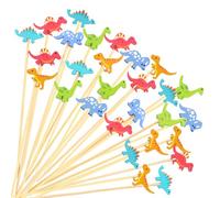 Domensi 300 Pcs Dinosaur Cocktail Picks 4.7 Dinosaur Food Skewers Fancy Toothpicks Dino Appetizers Bamboo Fruit Stick for Sandwich Cupcake Charcuterie Skewers for Birthday Wedding Party Supplies