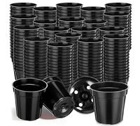 Domensi 400 Pcs 2inch Black Nursery Pots, Mini Plastic Plant Pot Nursery Seedling Pot with Drainage Holes for Seeds Starter, Indoor Outdoor Garden Vegetables Flowers Seedlings, Gardening Gifts