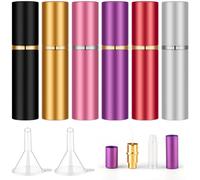Domensi 6 Pcs Lipstick Flask 0.17 oz Fake Funny Lipstick Flask Portable Leakproof Drinking with 2 Funnels for Party Gifts, Cruise Activities, Pink, Purple, Black, Gold, Silver and Red