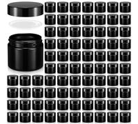 Domensi 72 Pcs 2 oz Glass Jars with Lids Empty Round Cosmetic Jars with Inner Liners for Storing Lotions Powders Ointments Sample Cream Candle Making (Deep Black)