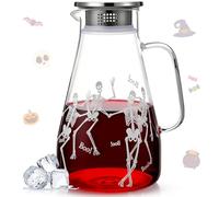 Domensi 74 oz / 2200 ml Glass Pitcher with Lid Water Pitcher with Handles Beverage Water Jar Glass Jug Hot and Cold Resistant Carafe for Tea Juice Milk Coffee Iced Beverage (Skeleton)