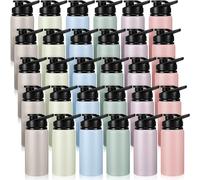 Domensi Aluminum Water Bottle Bulk Reusable Water Bottle, Lightweight Easy Carry Leakproof with Snap Lid Travel Bottles, for Gym Outdoor Sports Cycling Camping Fishing(17oz, 30 Pack)