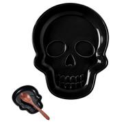 Domensi Skull Spoon Rest for Stove Top, Black Gothic Spoon Holder for Kitchen Counter, Decorative Halloween Kitchen Decorations Accessories for Counter Utensil Spatula Ladle Tong Gifts
