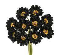 Doment 10Pcs Black Poppy Flowers Artificial 12.9In PU Anemone Rose Faux Stems for Kitchen Table Centerpiece Vase Home Wedding Holding Flowers Halloween Party Decor (Black)