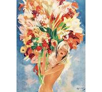 Domergue Monte-Carlo Monaco Flower Girl Advert Large Wall Art Print Canvas Premium Mural