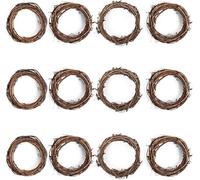 DomeStar 12pcs Small Grapevine Wreath - 4 Inch Summer Wreath for Crafts, Natural Twig DIY Door Hanger for Home Wedding Decor