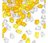 DomeStar Amber Fake Ice Rocks, 150PCS Yellow and Orange Acrylic Crushed Ices Plastic Gems Diamonds Marbles for Vases Fillers Aquarium Tank Rocks Table Scatter Wedding Party Amalfi Coast Home Decor