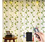 DomeStar Vines with String Light, 300 LED Curtain Lights with Remote for Bedroom Dorm Wall Indoor Outdoor Decor (Pothos)