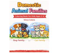 Domestic Animals Families: Coloring Book for Kids Ages 2-6