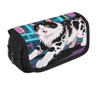 Domestic Cat Pencil Case Organizer - Large Capacity 3 Compartment Pencil Pouch for Adults, Portable Makeup Bag & Aesthetic Stationery Bag with Zipper (8.7x4.3") Unisex Gift