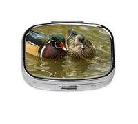Domestic Duck Printed,Meta Pill Box 2 Compartment Medicine Case,Portable Organizer
